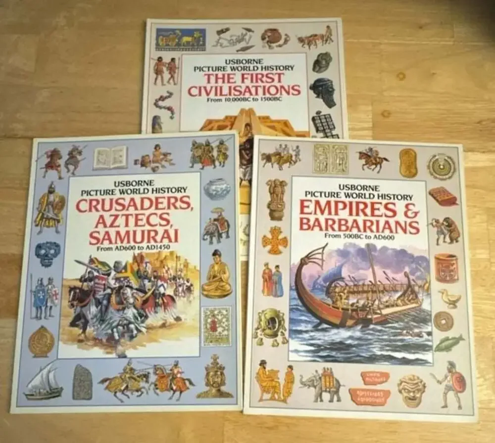 Set of 3 Usborne Picture World History Books: First Civilisations, Empires & Bar